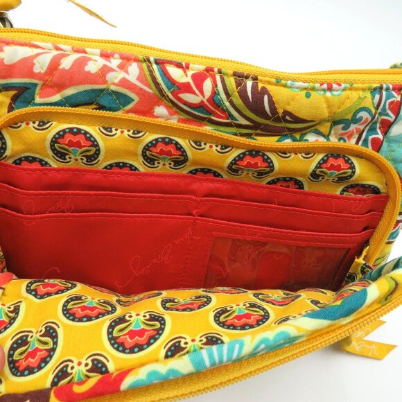 Vera Bradley Purse Provencal Crossbody Bag Yellow Quilted Built In Wallet - Picture 6 of 9